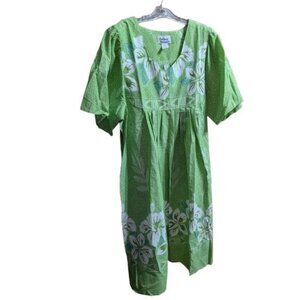 Anthony Rickards Floral Muumuu Dress Women's 1X Lounger Gown Green Hawaiian NWOT